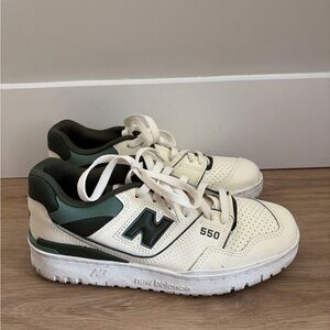 New Balance 550 Cream and Pine Green Sneakers